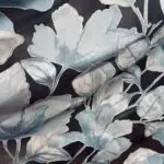 Ткань тюлевая, органза, рисунок - растения, стиль - барокко, модерн, цвет- черный, голубой